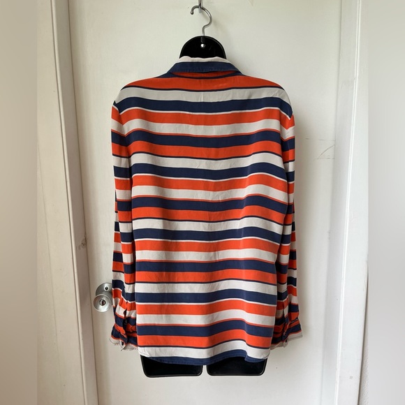 100% Silk Striped Sperry Blouse Sz Large - Picture 5 of 13